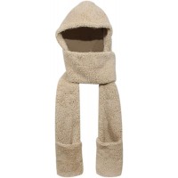 Super Soft Fleece Women’s Hooded Scarf & Hat W Glove Pockets By Bioterti - BENO3U48D