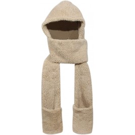 Super Soft Fleece Women’s Hooded Scarf & Hat W Glove Pockets By Bioterti - BENO3U48D