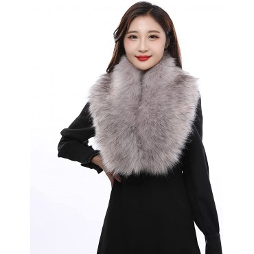 Tilepnic Faux Fur Collar for Women Faux Fur Shawl Womens Neck Warmer Scarf Wrap for Winter CoatGrey,39 Inch 100cm 39 Inch - BHBQV13D7
