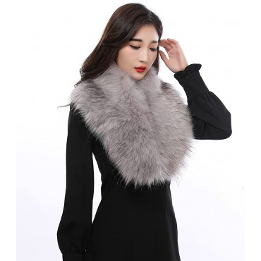 Tilepnic Faux Fur Collar for Women Faux Fur Shawl Womens Neck Warmer Scarf Wrap for Winter CoatGrey,39 Inch 100cm 39 Inch - BHBQV13D7