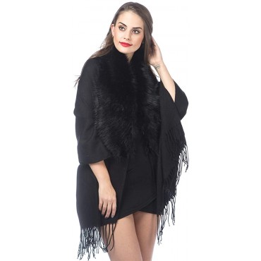 Women Cold Weather Luxurious Faux Fur Collar Joint Large Wrap Scarf for Ladies - BQE1V55IM