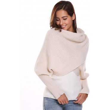 Women Crochet Knit Blanket Long Shawl Winter Warm Large Scarf Scarves Coat - B8E7IUXR7