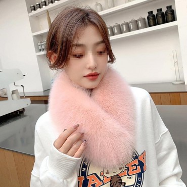 Women Faux Fur Scarf,MoreChioce Ladies Plush Scarf Soft Neck Warmer Scarf Wrap Autumn Winter Fashion Collar Wrap for Cotton Clothes Sweater Jacket Gifts,Pink - BB1L6QXER