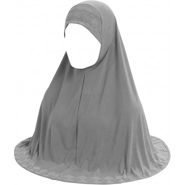 Women Glitter Rhinestone Muslim Turban Hijab Cap Modesty Long Head Wrap Scarf Shawl - B3UJD8COH