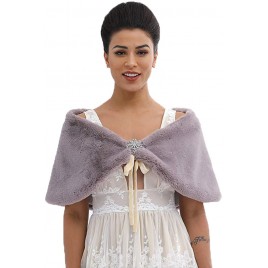 CanB Women's 1920s Faux Fur Shawl Bridal Wedding Fur Wraps and Bolero Shrug Faux Mink Stole for Women and Girls - BZNK7YJ2S