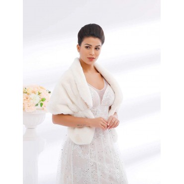 Chicer Bride Wedding Faux Fur Shawls and Wraps Bridal Fur Scarf Stoles for Women and Girls - BKYS1JQZH