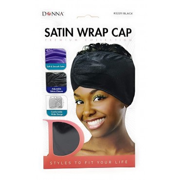 Donna Collection Premium Satin Wrap Cap Black - BF0FINU7G