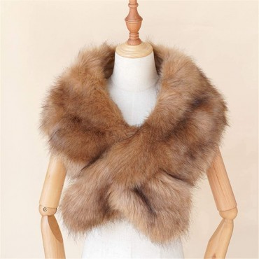 Fashowlife New Faux Fur Cloak Shawl Fur Scarf Warm Wrap Stole Shrug Winter For Wedding Party - B7XUT1M9W