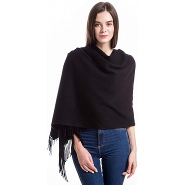 Krown Cashmere Wrap Shawl Stole for Women Winter Extra Large79in x 28in Wool Scarf Black - B0Y36PQGO
