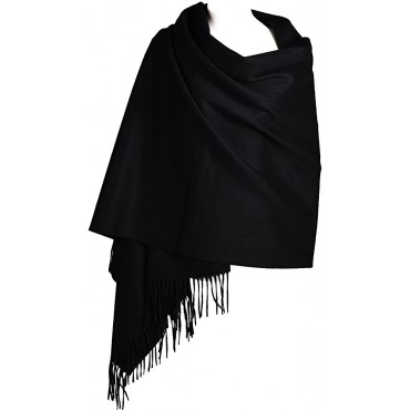 Krown Cashmere Wrap Shawl Stole for Women Winter Extra Large79in x 28in Wool Scarf Black - B0Y36PQGO
