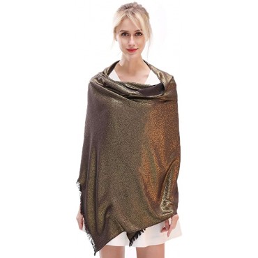 LMVERNA Women's Sparkling Metallic Soft Pashmina Shawls and Wraps Scarf in Solid Colors - B6NC7X44Z