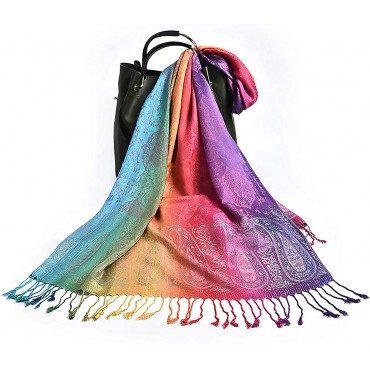 Rainbow Scarf for Women | Colorful Pashmina Scarfs | Real Rave Pashmina Shawls Wraps Lightweight Aasma’s Dream - B36Z27FQ3