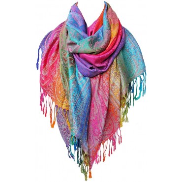Rainbow Scarf for Women | Colorful Pashmina Scarfs | Real Rave Pashmina Shawls Wraps Lightweight Aasma’s Dream - B36Z27FQ3