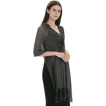 YGR Women’s Sparkling Metallic Shawls and Wraps for Evening Party Dresses - BDLZ90NSQ