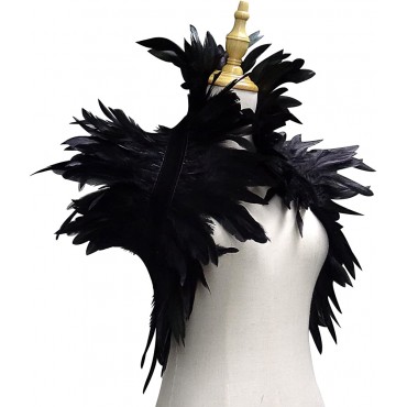 ZAKIA Gothic Natural Feather Shrug Shoulder Strap Ring Halloween Party Scarf - B4UD695XR