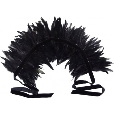 ZAKIA Gothic Natural Feather Shrug Shoulder Strap Ring Halloween Party Scarf - B4UD695XR