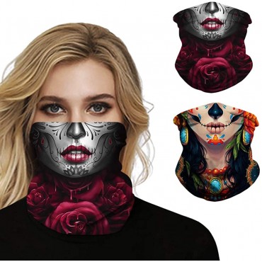 2 pcs Neck Gaiters for Men Women Face Covering Cool Face Bandan Mask Printed - BGO3MBMJ2