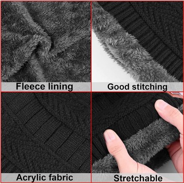 KRATARC Winter Warm Scarf Beanie Hat Knit Glove Neck Gaiter Set Adult Men Women Outdoor - BL853QBTM