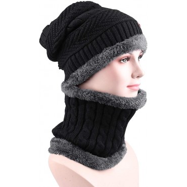 KRATARC Winter Warm Scarf Beanie Hat Knit Glove Neck Gaiter Set Adult Men Women Outdoor - BL853QBTM