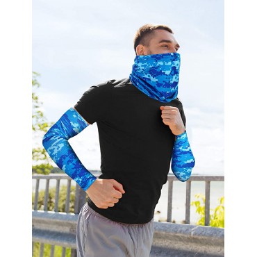 Summer Bandana Face Mask Cooling Arm Sleeves UV Protection Neck Gaiter and Sleeves for Outdoor Camo Blue 1 - BLNQBVBFC