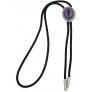 Amethyst Natural Stone Silver Plated Westerm Cowboy Braided Fabric Bolo Neck Tie - BPZ3G6OO9