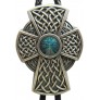 Vintage Silver Plated Celtic Blue Enamel Cross Knot Wedding Bolo Tie - B67JMMSID