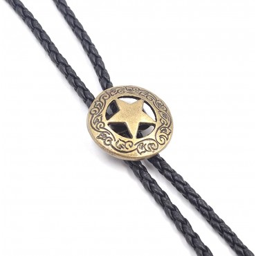 We-buys Vintage Star Bolo Tie Hollow Bola Necktie Party Leather Necklace 1 PC - B8Q3JCOAW