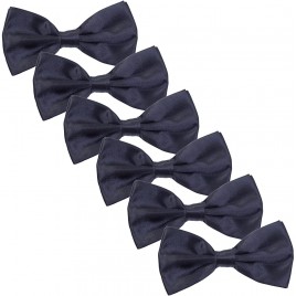 6PCS Men's Bow Tie for Wedding Party Solid Color Adjustable Pre Tied Bowties - BVW7HBUC6