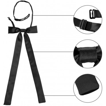 Allegra K Women's Pre-Tied Adjustable String Bow Tie Solid Color Uniform Bowties - BY7T6ZAX0