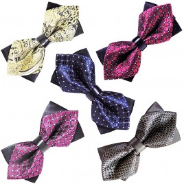ArBoXiA Sharp-angled Bow Tie for Men,Ladies and Kids,Adjustable Jacquard Business Bow Tie House,Prom & Wedding & Party & Office Fashion Double Layer Bow Tie Set of 5 - B4FVG22ET