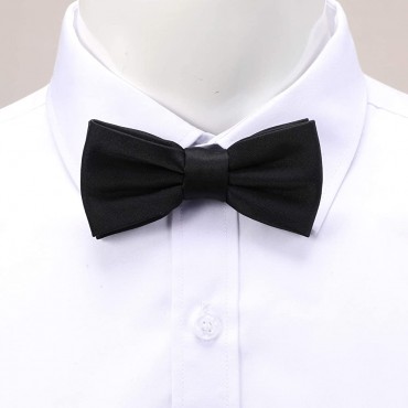 Boys Solid Pre-tied Bow Ties,Adjustable Tuxedo Bowtie For Boy With Multiple Colors,By Fortunatever11''-18'' - BEUBMQRWD