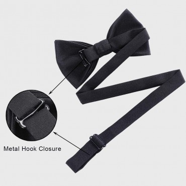 Classic Pre-Tied Mens Bow Ties Formal Adjustable Solid Tuxedo Bowtie for for Adults & Children - BWZZ2UIBG