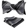 HISDERN Bow Ties for Men Bowties Striped Self Tie Bow Tie and Pocket Square Set Business Formal Bowtie for Wedding Party - BE7U3FIXZ