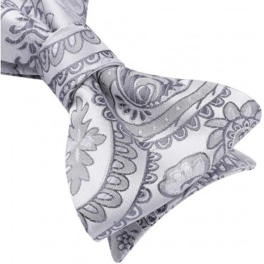 HISDERN Men's Self Tie Bow Tie Classic Floral Paisley Woven Silk Bowtie for Tuxedo & Wedding - B2C1FSE0K