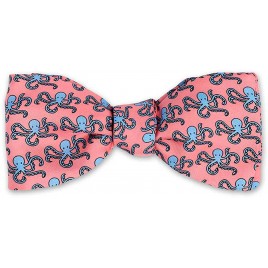 Josh Bach Men's Octopus Self Tie Silk Bow Tie in Pink Made in USA - BJ9JTWK32