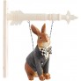 K&K Interiors 20337A-AR 10 Inch Resin Sitting Bunny with Harlequin Bow Tie Arrow Replacement Brown - BQ8C3M8VK