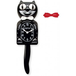 Kit Cat Klock Classic Black Clock with White and Red Bow Ties - BHOWZT789
