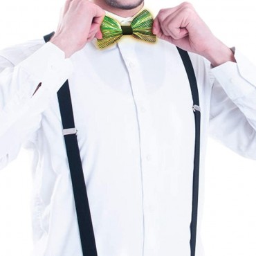 Light Up Bow Tie Rechargeable Normal Size LED Glowing Tie All Color Settings In One -Gift Box Included - B4KXU21MF