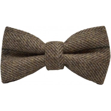 Luxury Peanut Brown Herringbone Check Bow Tie Tweed - B41D4F9CQ