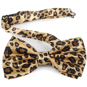 Men's Cheetah Print Leopard Bowtie Polyester Pre-tied Color Yellow and Black - BSLH50I1Z