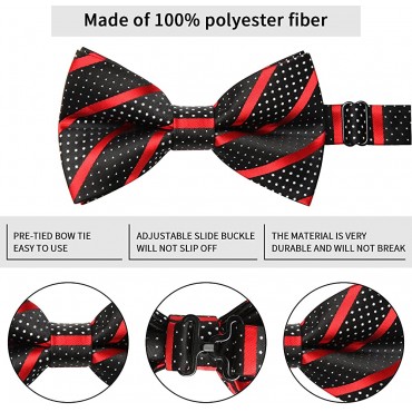Mens Pre-tied Bow Tie Stripe Formal Tuxedo Bowties Adjustable Bow Ties for Men & Boys - BN78NCXCQ