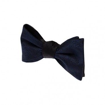 The Tie Bar 100% Silk Interlaced Solid Black Reversible Self-Tie Bow Tie - BUH4IPNFW
