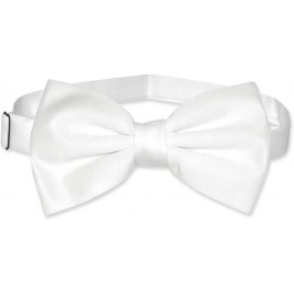 Vesuvio Napoli BOWTIE Solid WHITE Color Men's Bow Tie for Tuxedo or Suit - B42Z8KOBF