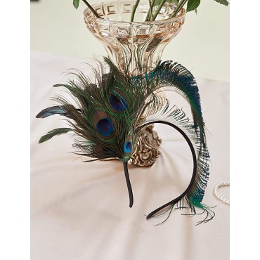 BABEYOND 1920s Feather Fascinator Headband Kentucky Peacock Headpiece for Tea Party Cocktail - BO969S46R