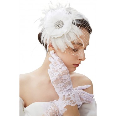 BABEYOND Fascinator Hat Veil Feather Fascinator Hair Clip Tea Party Pillbox Derby Hat Fascinator Bridal Wedding Veil - B7I7BOK6V
