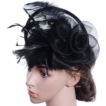 Fascinators Hat Flower Leather Clip Tea Party Hat Fascinators Mesh Veil Kentucky Derby Wedding Hat Headwear for Women Girls - BKUWP2QM0