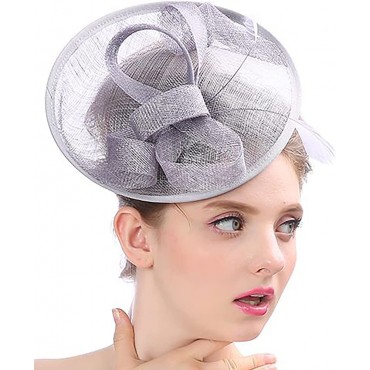 Feather Fascinator Hat Kentucky Derby Women Pillbox Hat for Wedding Cocktail Tea Party - BNDJRNSMI