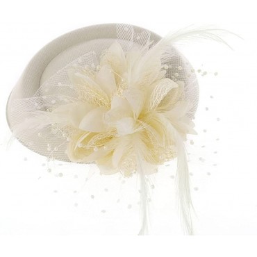Flower Mini Top Hat Hair Clip Feather Fascinator Burlesque Derby Cocktail Tea Party Headwear for Women Ladies - BAWZOHFG6