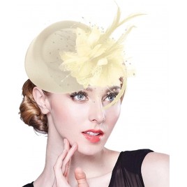 Flower Mini Top Hat Hair Clip Feather Fascinator Burlesque Derby Cocktail Tea Party Headwear for Women Ladies - BAWZOHFG6