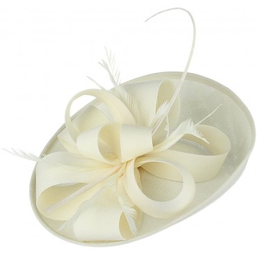 GEMVIE Women Wedding Party Bow Feather Fascinator Hair Clip Hat - BPJ45AA8R